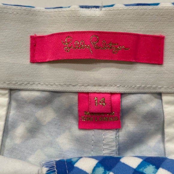 Lilly Pulitzer Boca Blue & White Checkered Gretchen Shorts Sz. 14 - Picture 7 of 12